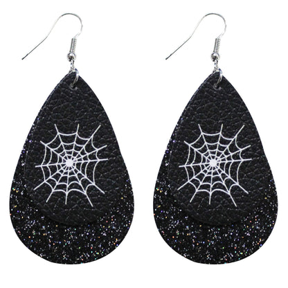 Halloween Leather Drop Earrings - Discount Halloween City