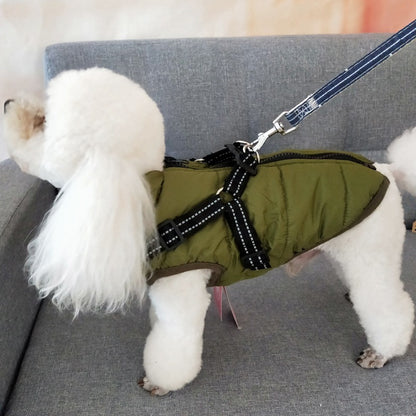 Waterproof Dog Clothes Winter Dog Coat with Harness Warm Pet - Pet Costumes