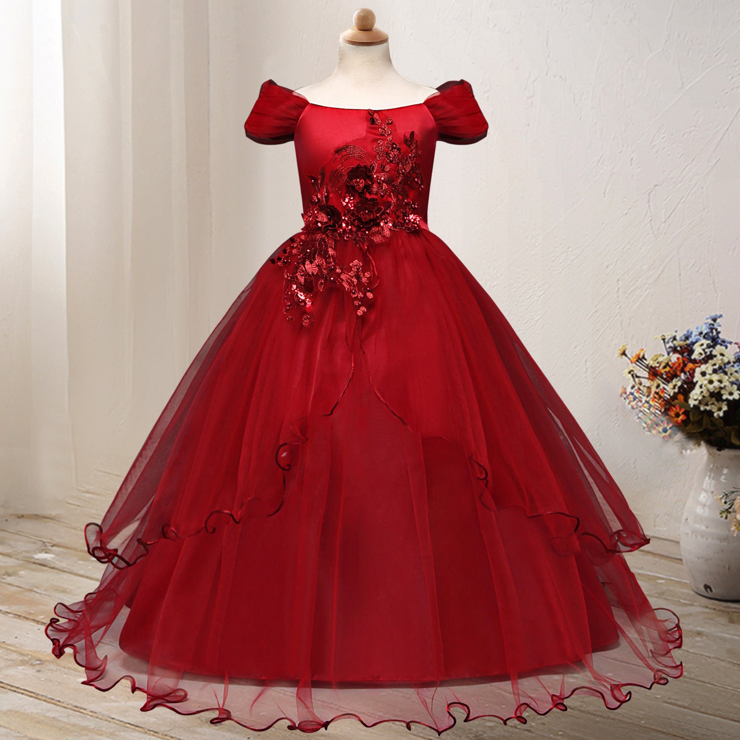 Halloween One-shoulder Princess Flower Dress Costume - Discount Halloween City