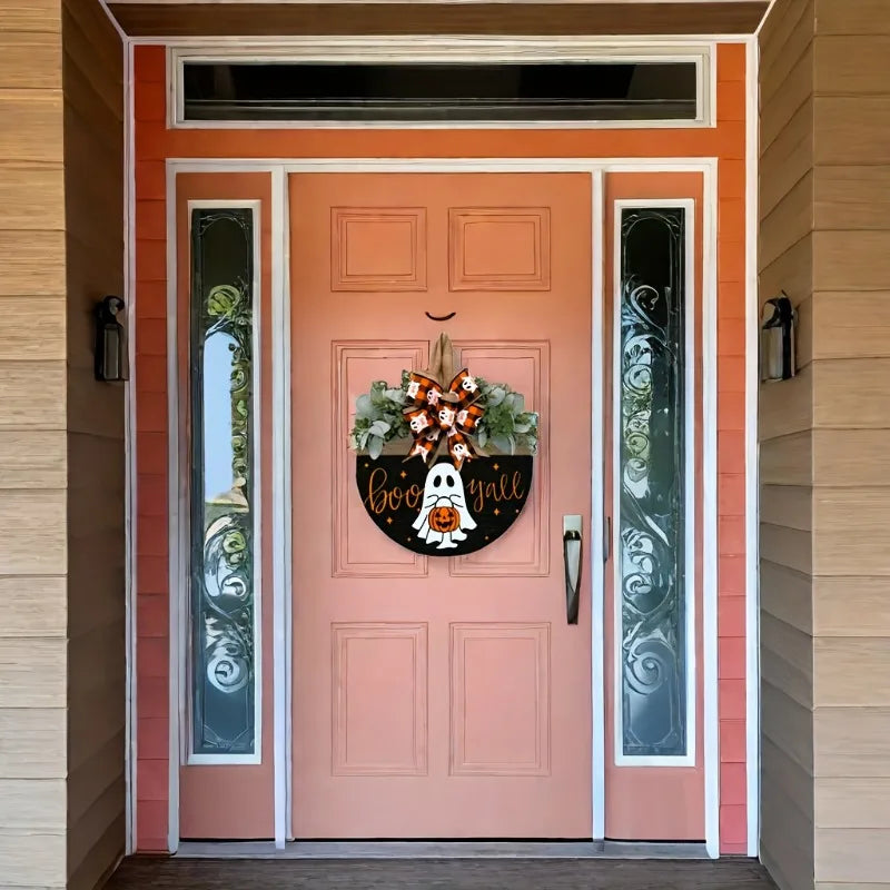 NNEOBA Halloween Ghost & Pumpkin Wreath