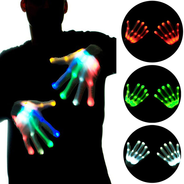 1pair Chic LED Light Up Skeleton Hand Gloves Halloween - Discount Halloween City