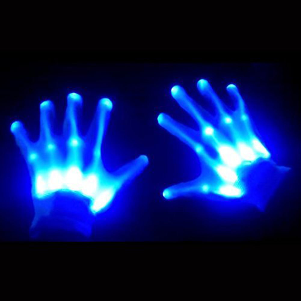 1pair Chic LED Light Up Skeleton Hand Gloves Halloween - Discount Halloween City