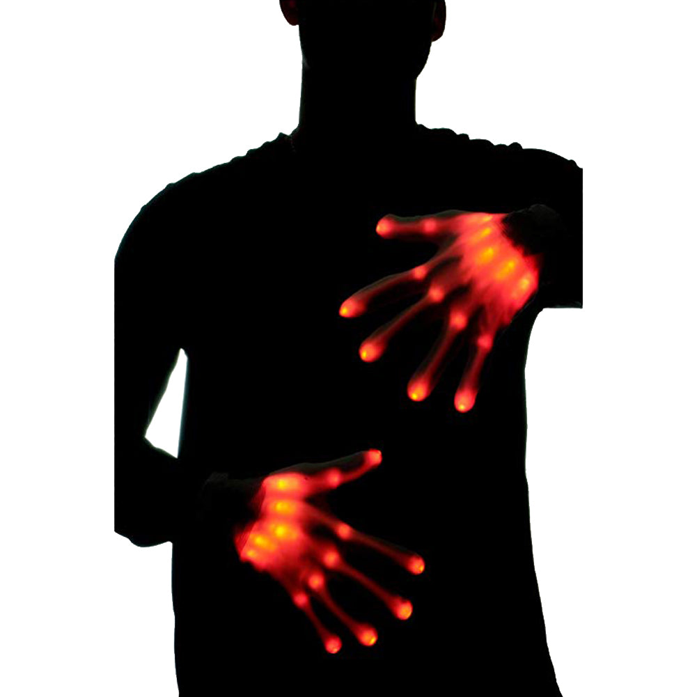 1pair Chic LED Light Up Skeleton Hand Gloves Halloween - Discount Halloween City