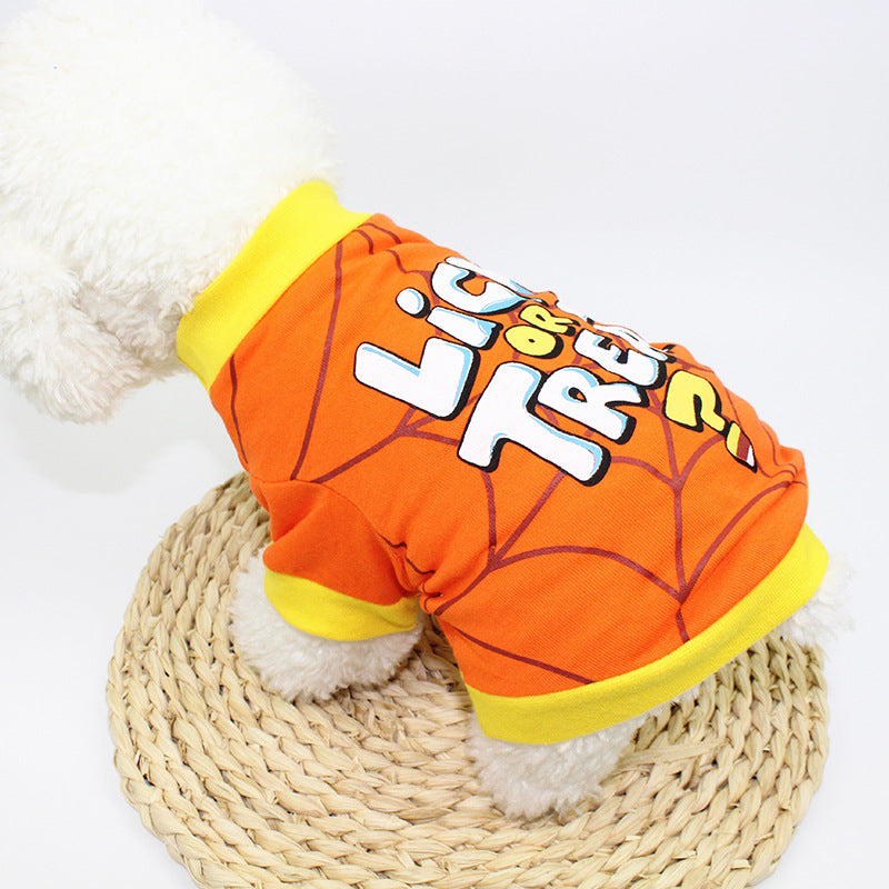 Dog Clothes Spring and Summer Clothes Cartoon Print T-shirt - Discount Halloween City