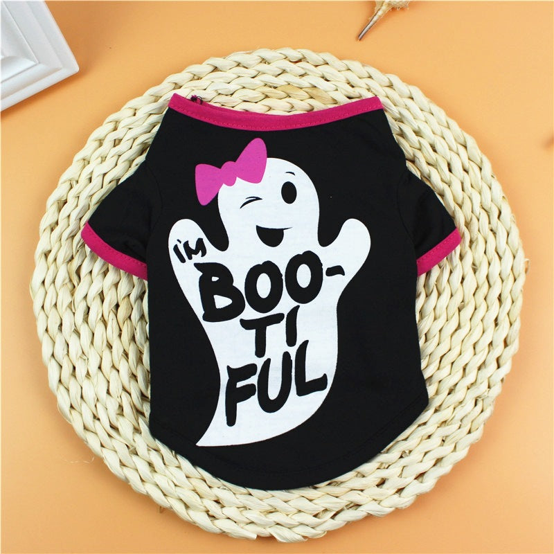 Dog Clothes Spring and Summer Clothes Cartoon Print T-shirt - Discount Halloween City