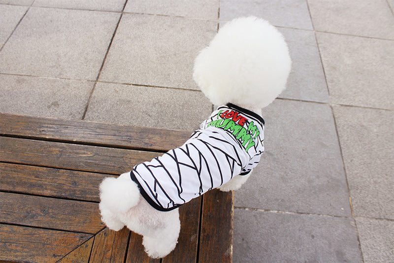 Dog Clothes Spring and Summer Clothes Cartoon Print T-shirt - Discount Halloween City