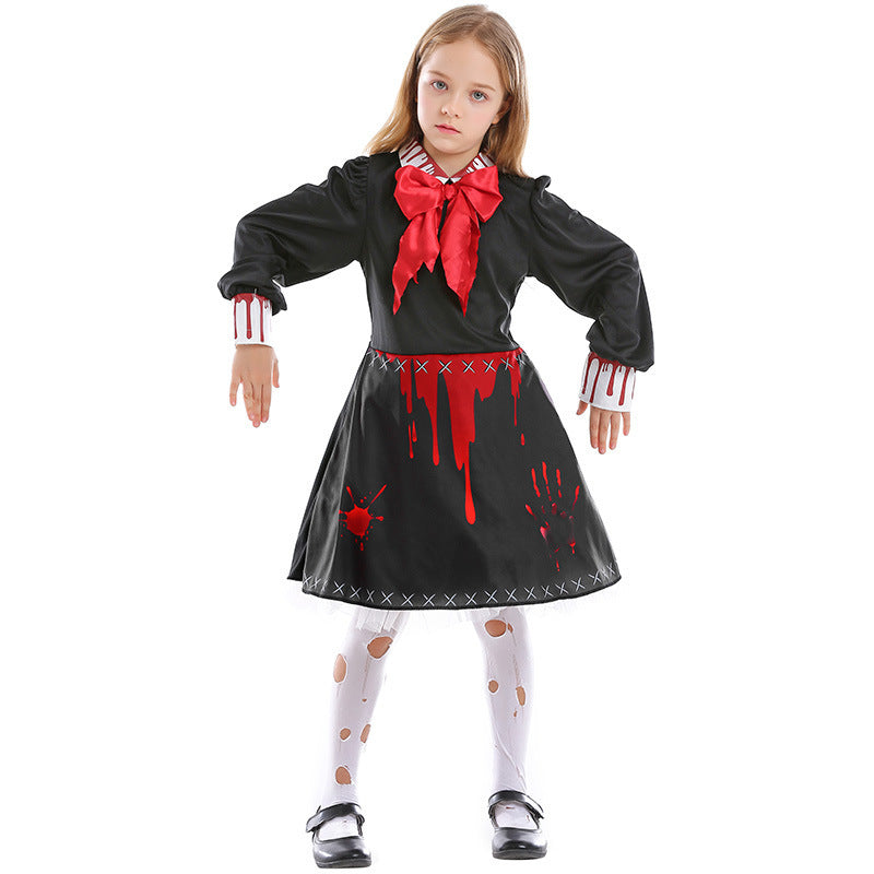 Family Horror Doll Costume Women's Gothic Bloody Zombie - Discount Halloween City