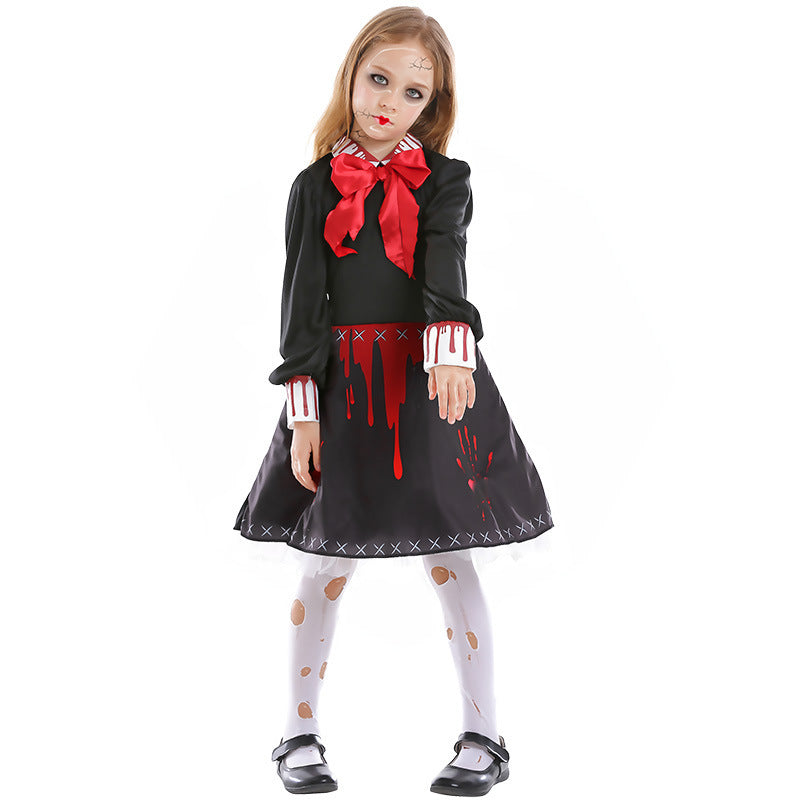 Family Horror Doll Costume Women's Gothic Bloody Zombie - Discount Halloween City