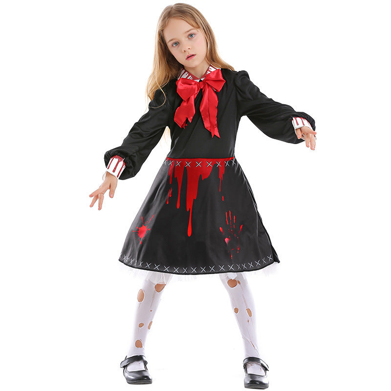 Family Horror Doll Costume Women's Gothic Bloody Zombie - Discount Halloween City