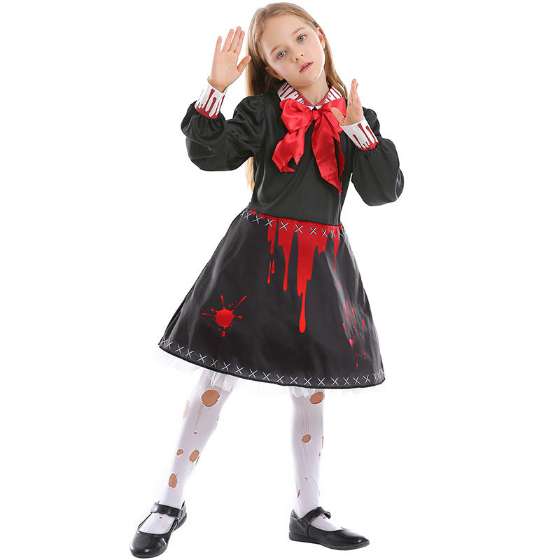 Family Horror Doll Costume Women's Gothic Bloody Zombie - Discount Halloween City