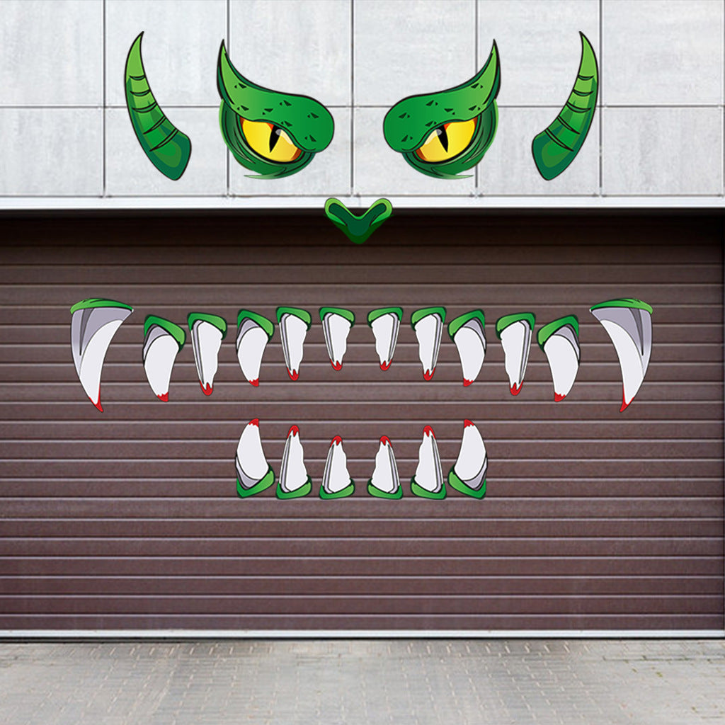 Halloween Plastic Eyes Decoration Green Monster Door Sticker - Discount Halloween City