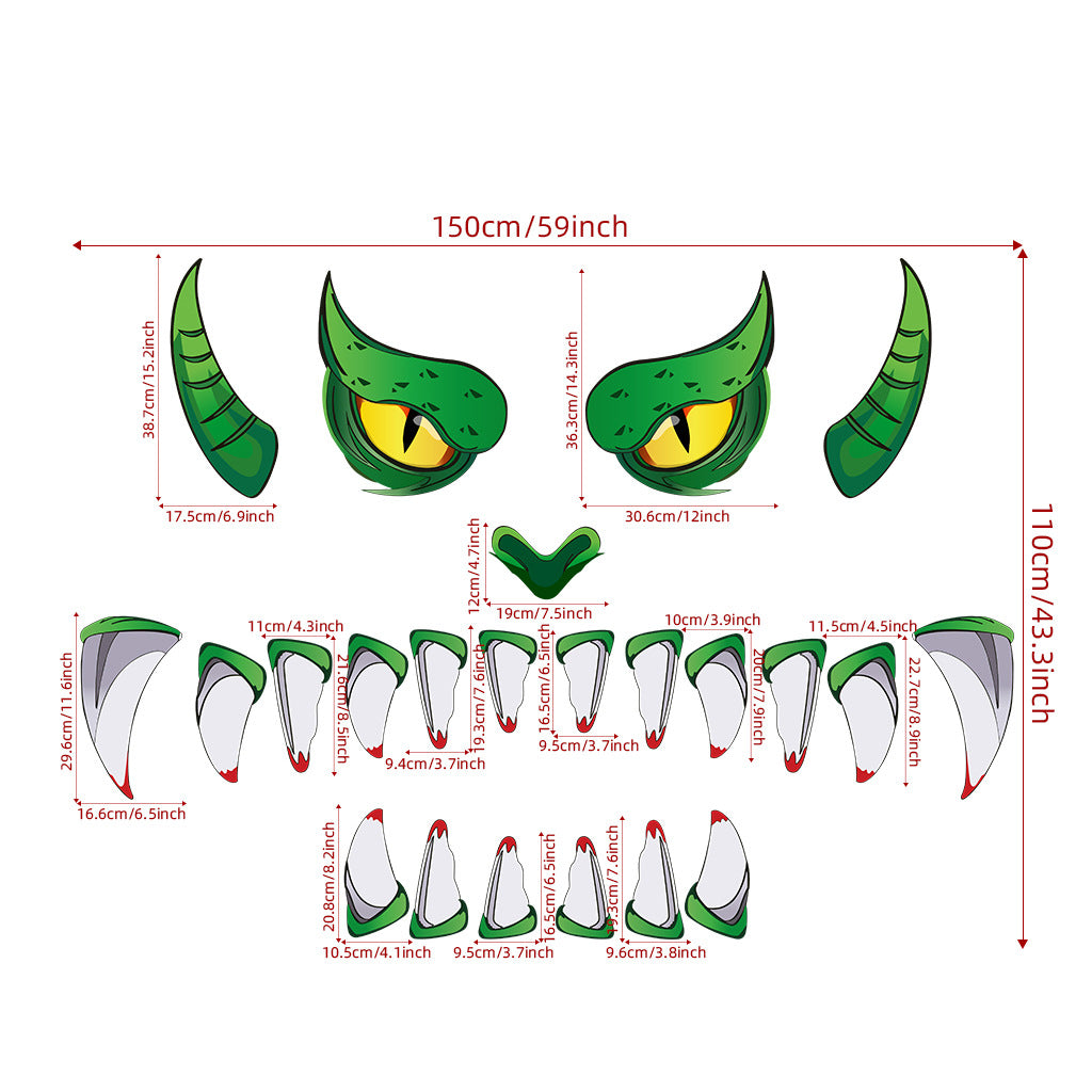 Halloween Plastic Eyes Decoration Green Monster Door Sticker - Discount Halloween City