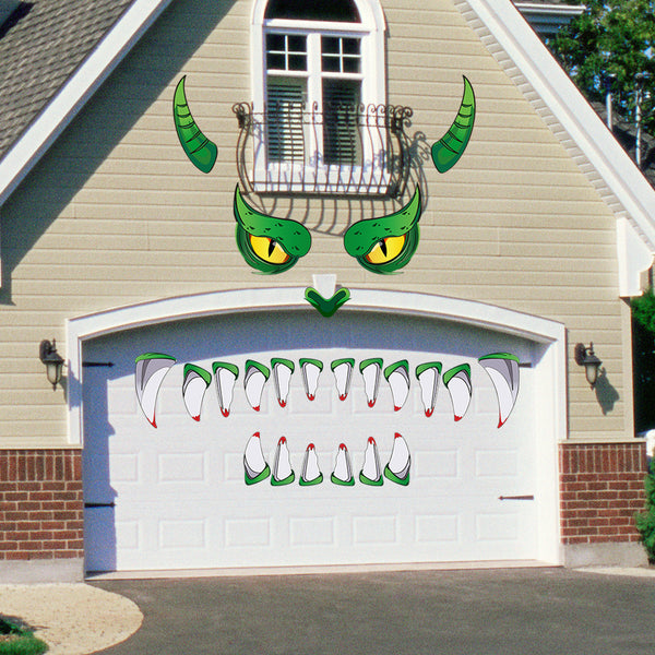 Halloween Plastic Eyes Decoration Green Monster Door Sticker - Discount Halloween City