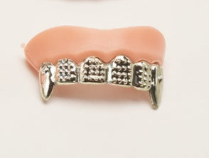 Halloween Dress Up Props Electroplating Gold and Silver Dentures Simulation Zombie Dentures - Discount Halloween City