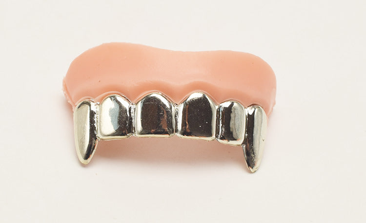 Halloween Dress Up Props Electroplating Gold and Silver Dentures Simulation Zombie Dentures - Discount Halloween City