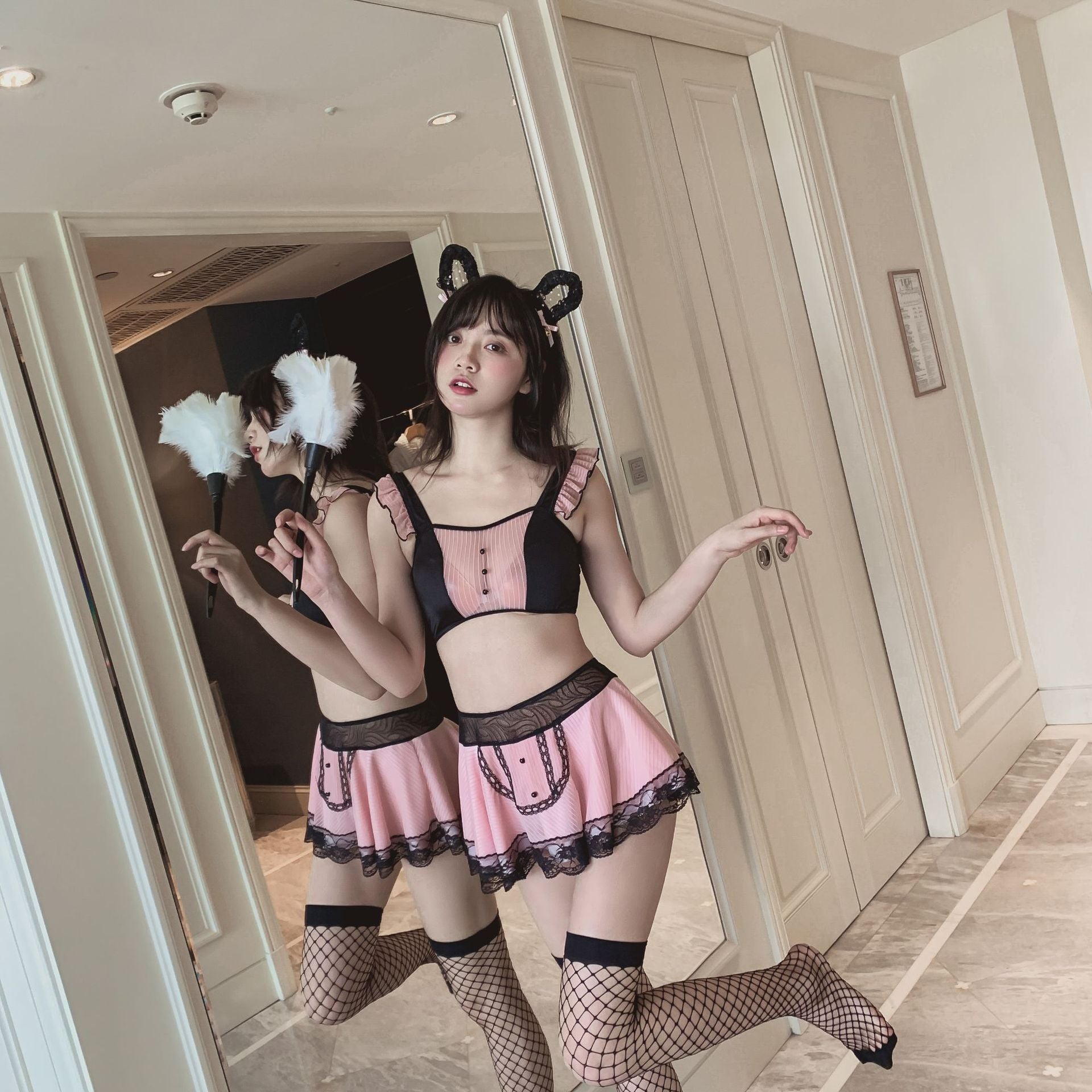 Women's Maid Set Net Yarn Costume - alternate view 5