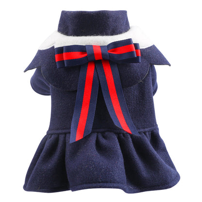 Dog & Cat Autumn and Winter Woolen Cloth Student British - Pet Costumes