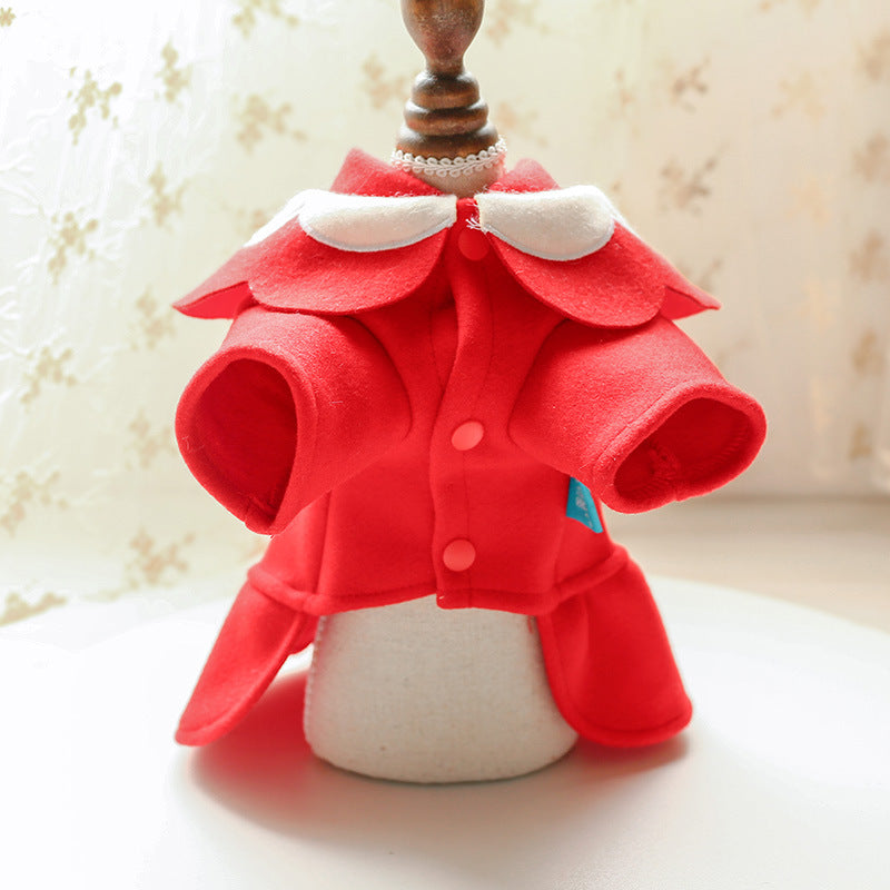 Dog & Cat Autumn and Winter Woolen Cloth Student British - Pet Costumes