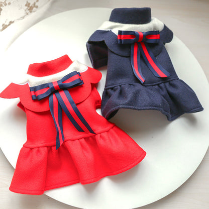 Dog & Cat Autumn and Winter Woolen Cloth Student British - Pet Costumes