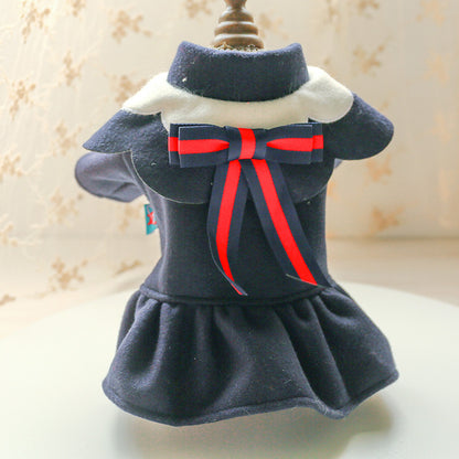 Dog & Cat Autumn and Winter Woolen Cloth Student British - Pet Costumes