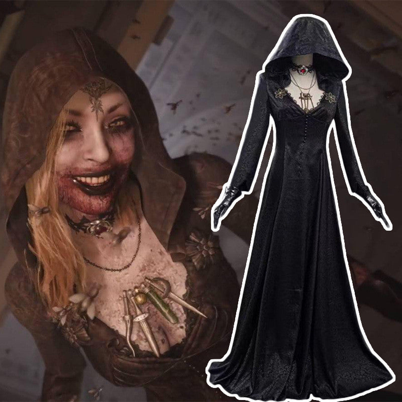 Women's Black Vampire Long Dress Halloween Costume - Womens Costumes