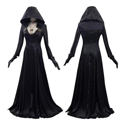 Women's Black Vampire Long Dress Halloween Costume - Womens Costumes