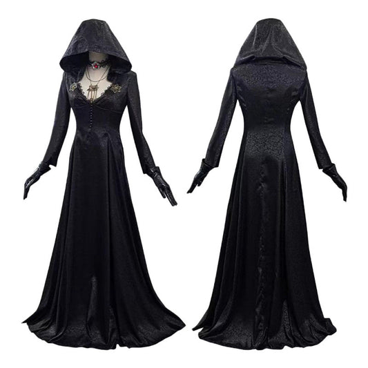 Women's Black Vampire Long Dress Halloween Costume - Womens Costumes