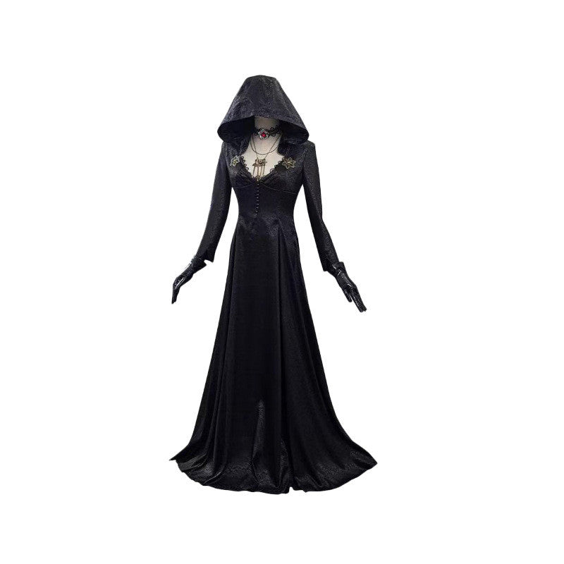 Women's Black Vampire Long Dress Halloween Costume - Womens Costumes