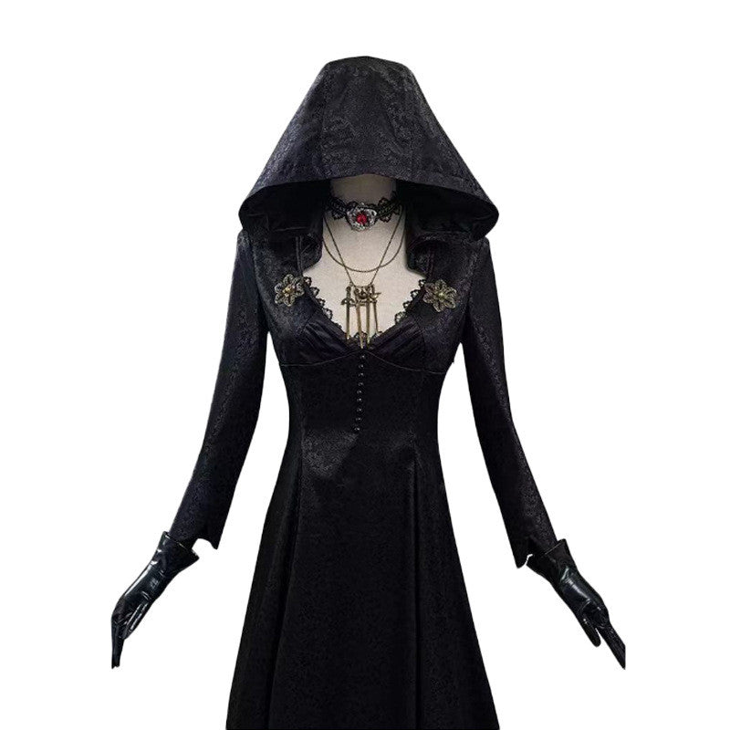 Women's Black Vampire Long Dress Halloween Costume - Womens Costumes