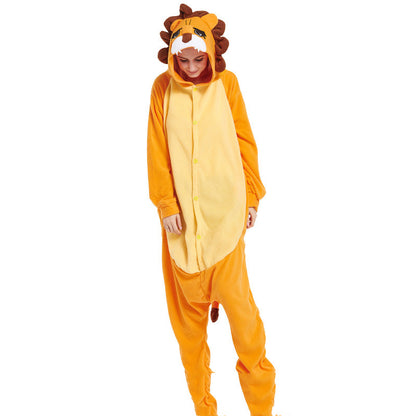 Lovers Halloween Lion King Cartoon Animal One-piece Pajamas - Costumes