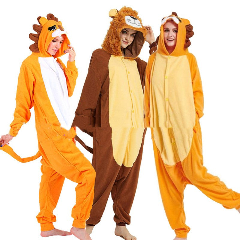 Lovers Halloween Lion King Cartoon Animal One-piece Pajamas - Costumes