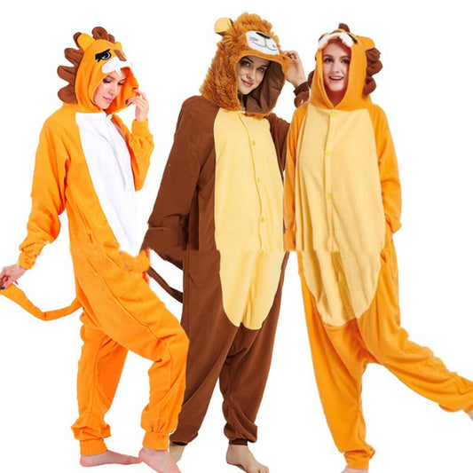 Lovers Halloween Lion King Cartoon Animal One-piece Pajamas - Costumes