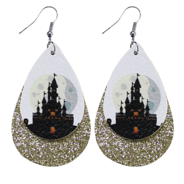 Halloween Leather Drop Earrings - Discount Halloween City