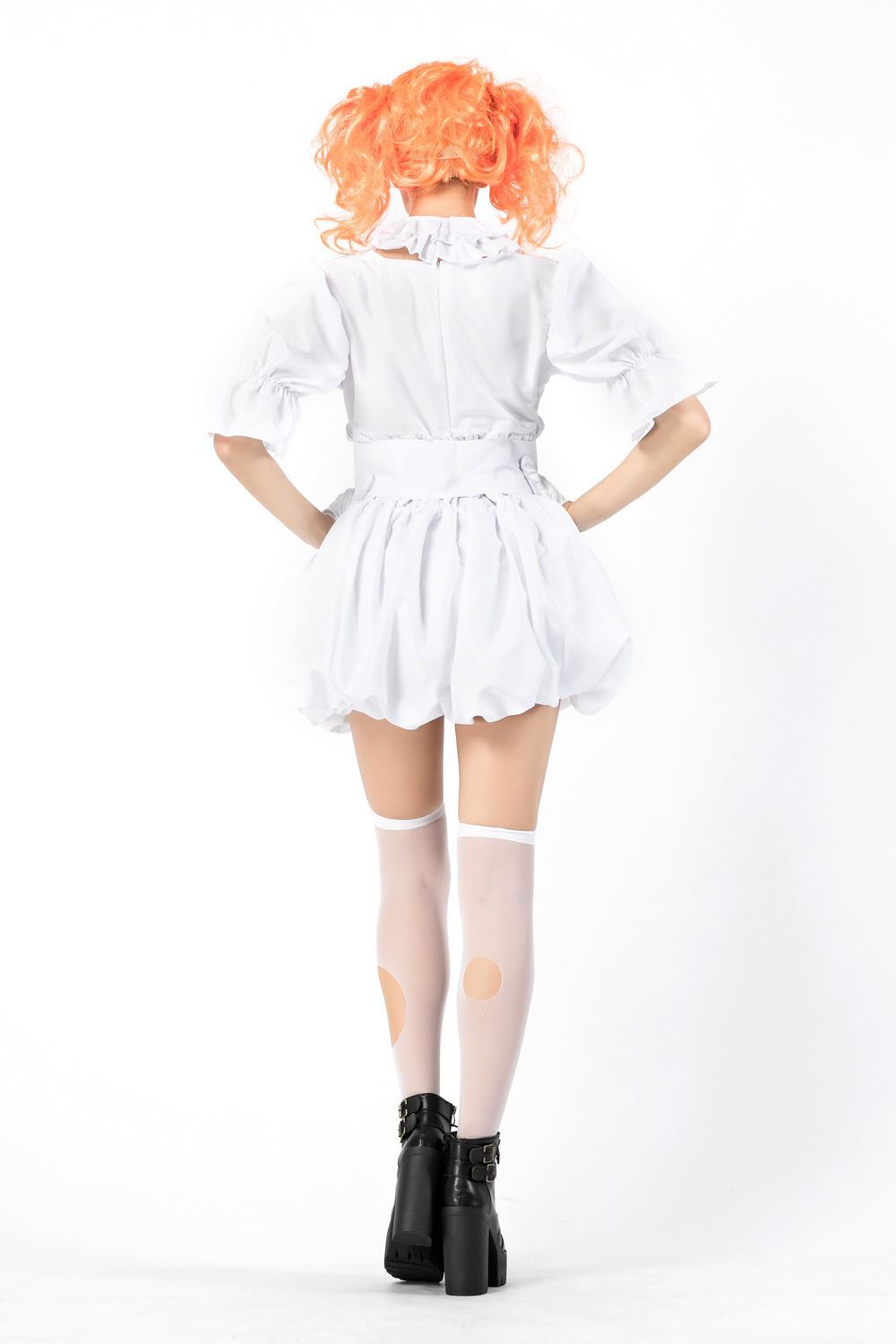Halloween Ghost Doll Clown Cos Costume White Dress | Wigs | Gloves - Indoor Decorations