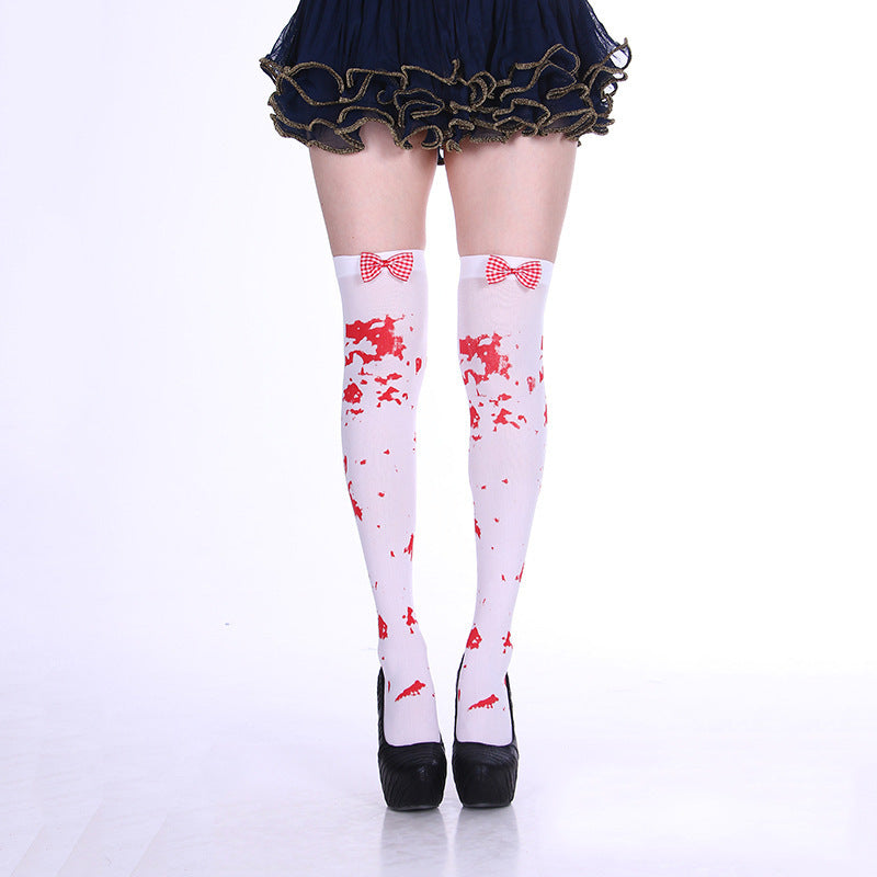 Halloween Candy Color Bowknot Stockings Costume - Discount Halloween City