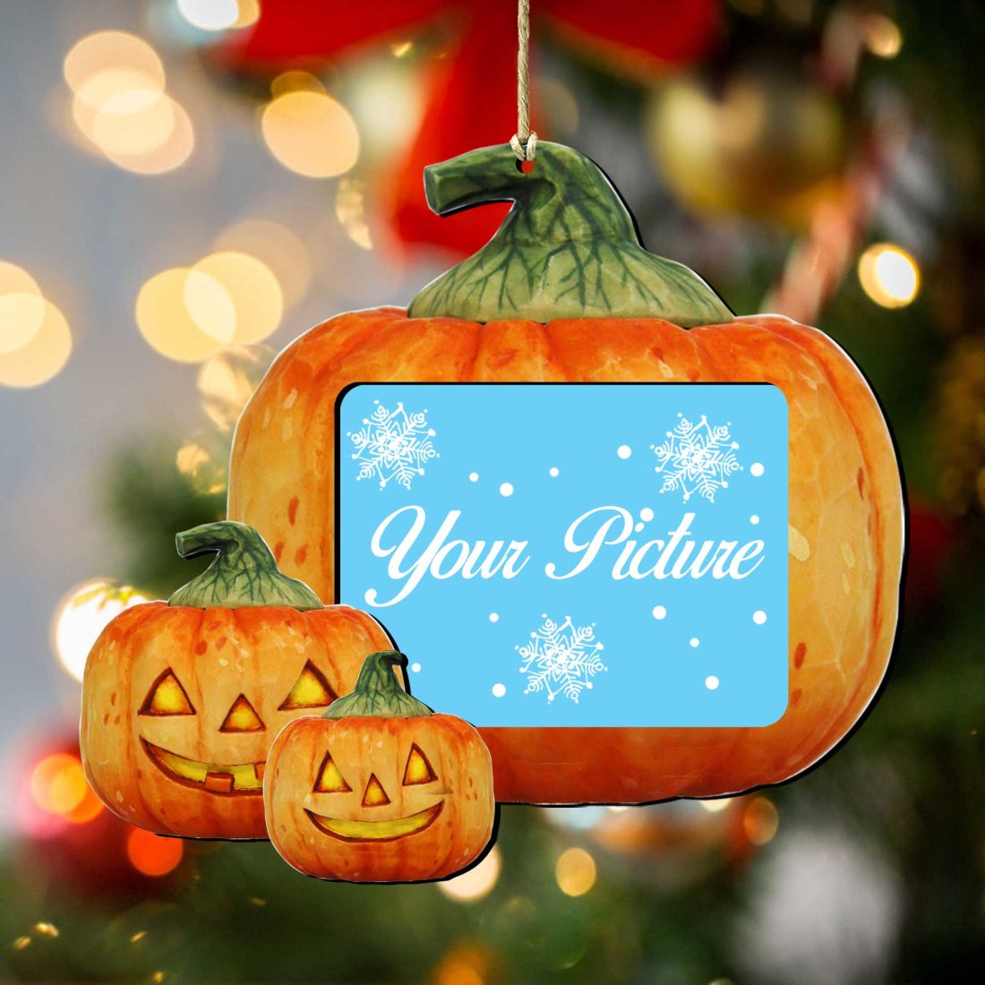 Halloween Pumpkin Picture Frame Ornaments - Ornament for Photo - Thanksgiving Halloween Decor - 8158414-2PF
