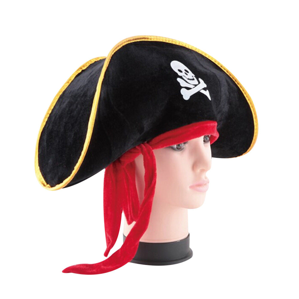 Halloween Pirate Hat Skull Print Adult Kids Pirate Captain - Discount Halloween City
