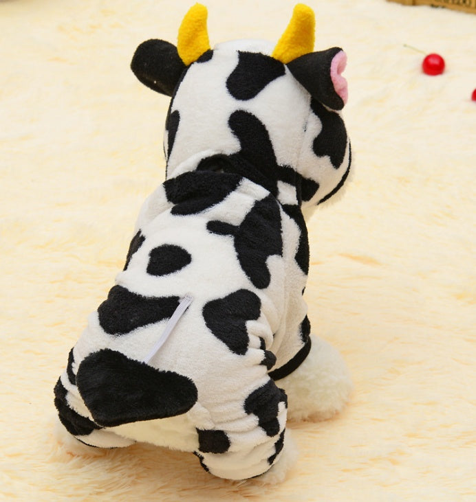 Dog & Cat Coat Warm Cow Costume Sweatshirt Hooded - Discount Halloween City