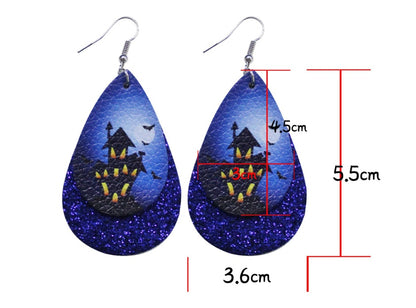 Halloween Leather Drop Earrings - Discount Halloween City