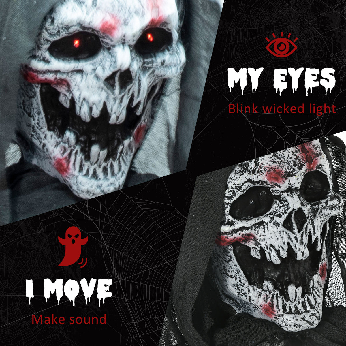 74-In Skeleton Witch Animatronic with Light & Sound - product image 5