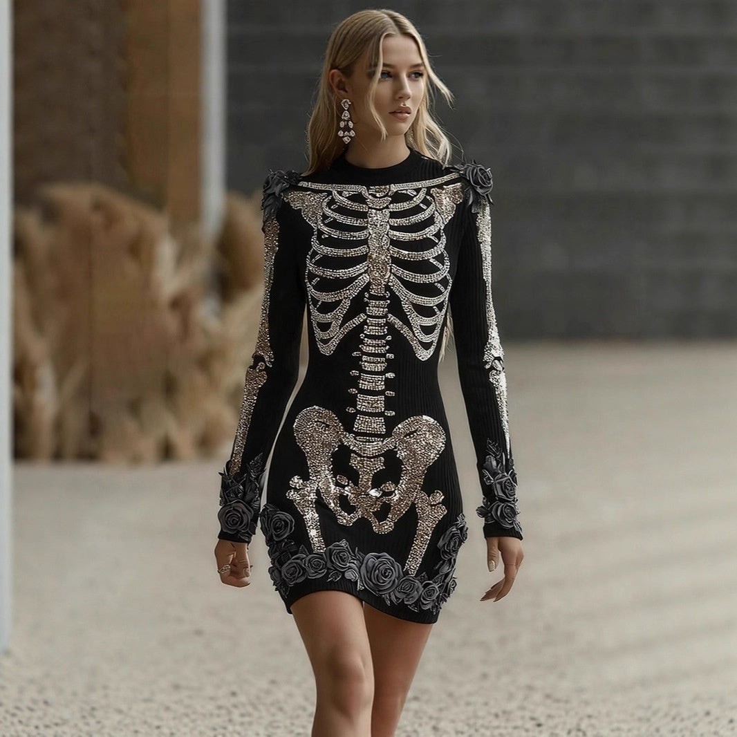 Crew-neck Sweater Dress with a Halloween - product image 2