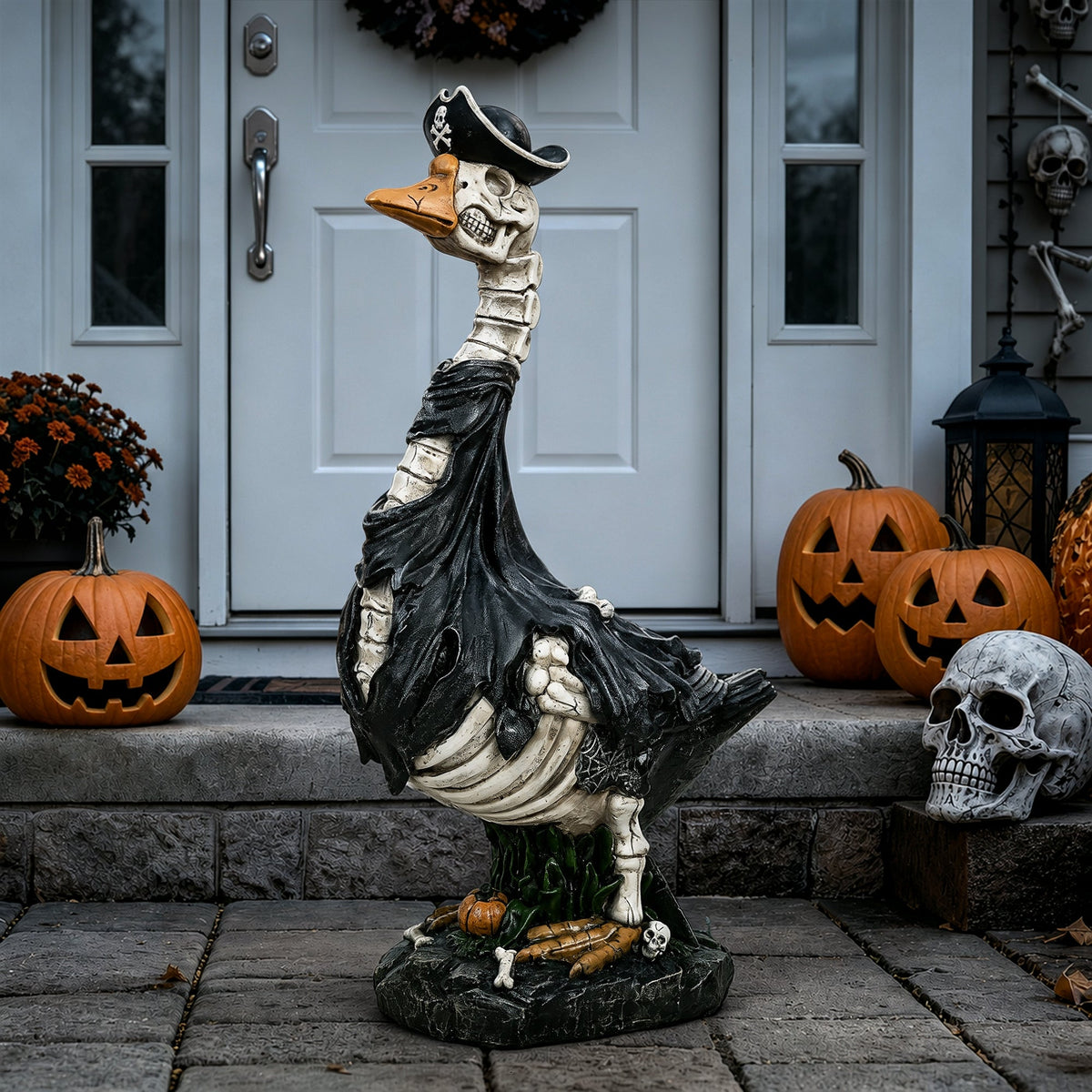 GIGALUMI 20" Halloween Skeleton Porch Goose,Outdoor Halloween Decorations
