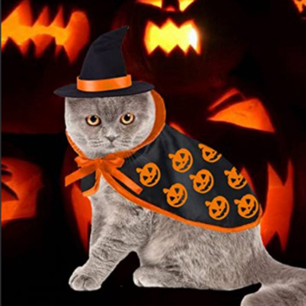 Pet Halloween Cape Hat Set Dogs Cute Costume Pet Party - Discount Halloween City