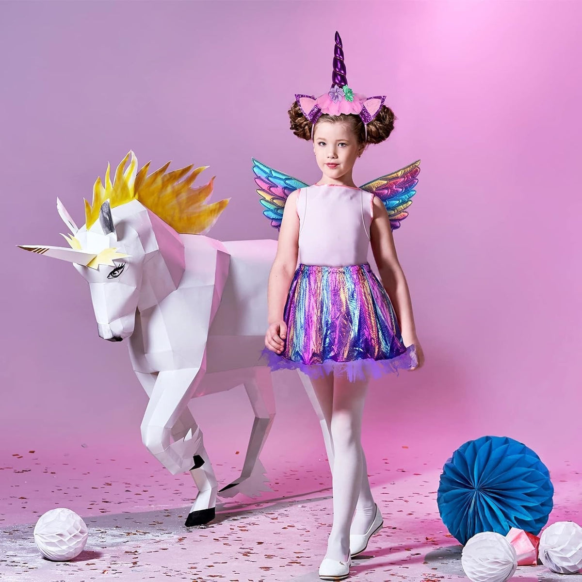 Kids' 3-Piece Unicorn Princess Costume with Wings & Tutu - product image 2