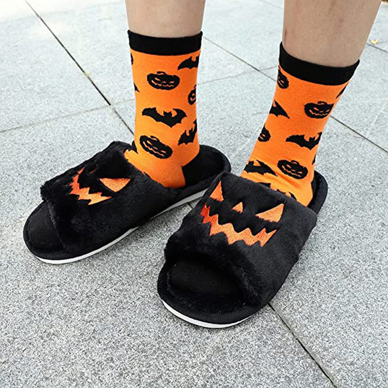 Halloween Shoes Winter Cute Warm Home Slippers Women's
