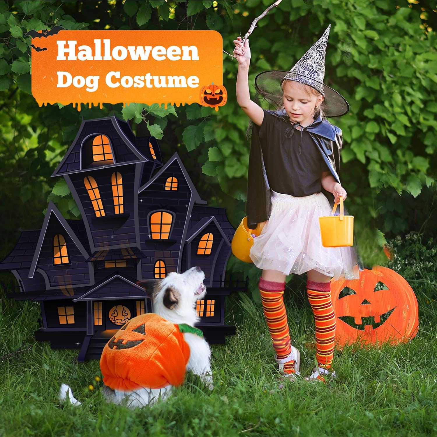Funny Pumpkin Dog Halloween Costume Dog & Cat Thick Plush - Discount Halloween City