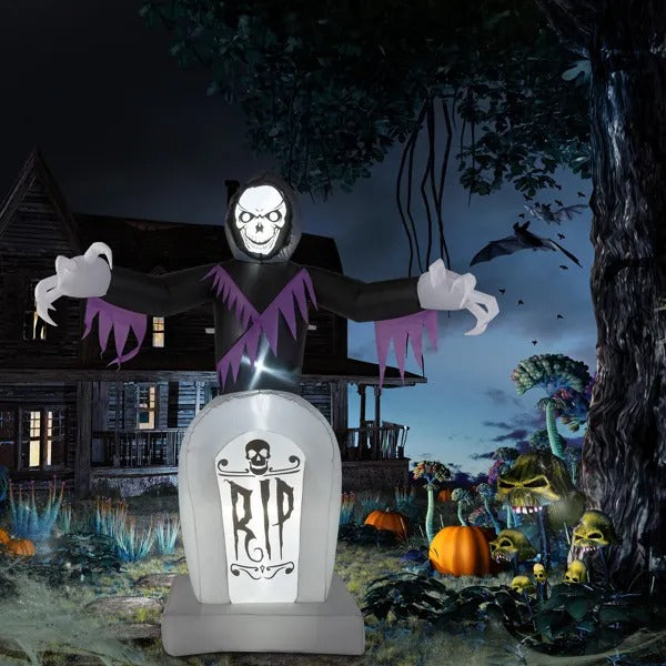 8ft Garden 3-Piece LED String Lights Grim Reaper and Grave - Discount Halloween City