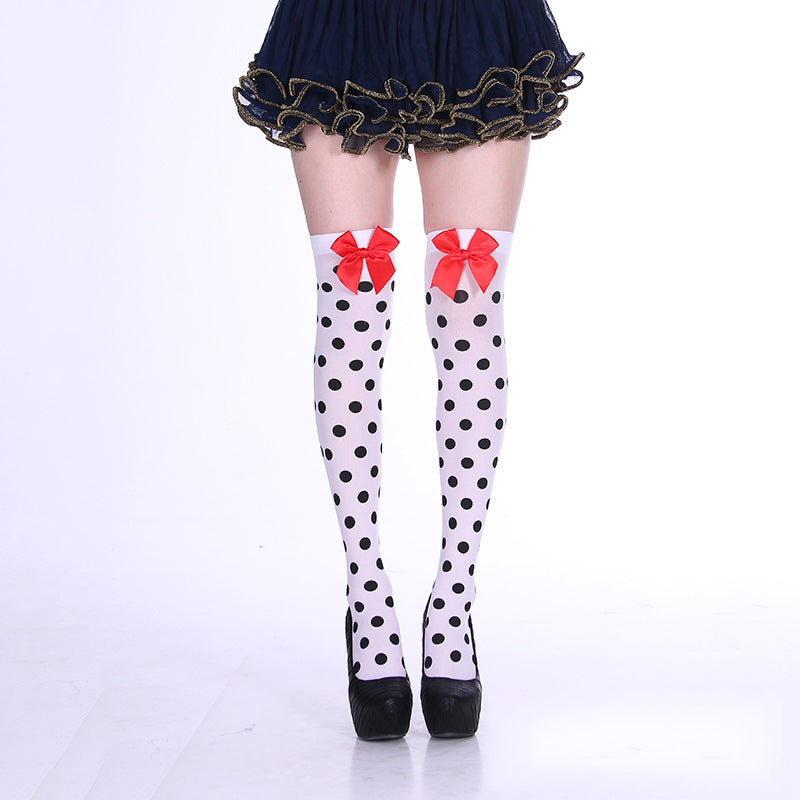 Halloween Candy Color Bowknot Stockings Costume - Discount Halloween City