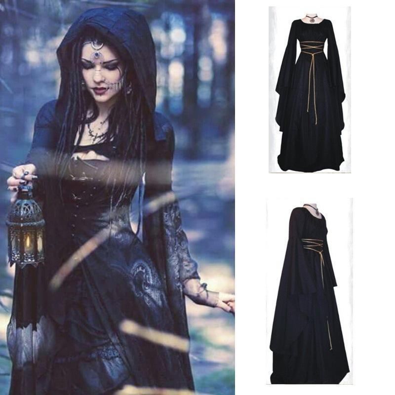 Halloween Long Sleeve Round Collar Belt Irregular Ladies