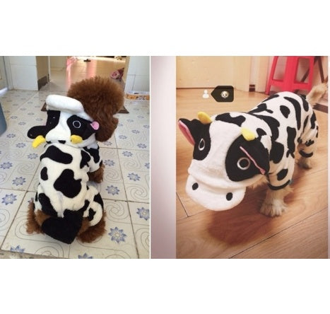 Dog & Cat Coat Warm Cow Costume Sweatshirt Hooded - Discount Halloween City